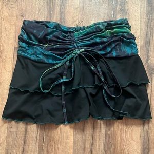 strapless green and black cinch top with flare shein (s)